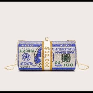 Blue Money Bag Clutch
